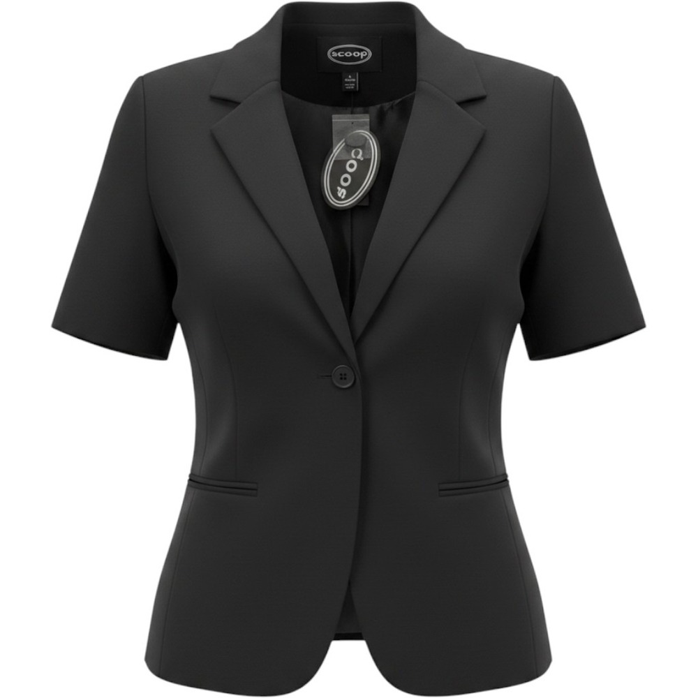Scoop Womens Black Soot Short Sleeve Boxy Blazer Jacket XL 16-18 NWT WMTWOW55040